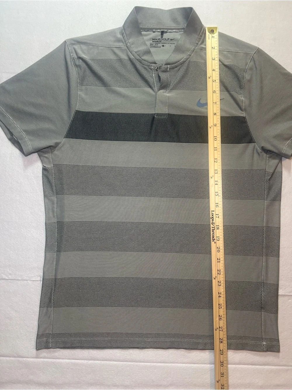 Nike Men’s Golf Momentum Fly Swing  Knit Alpha Stripe Polo Shirt, Gray, Large